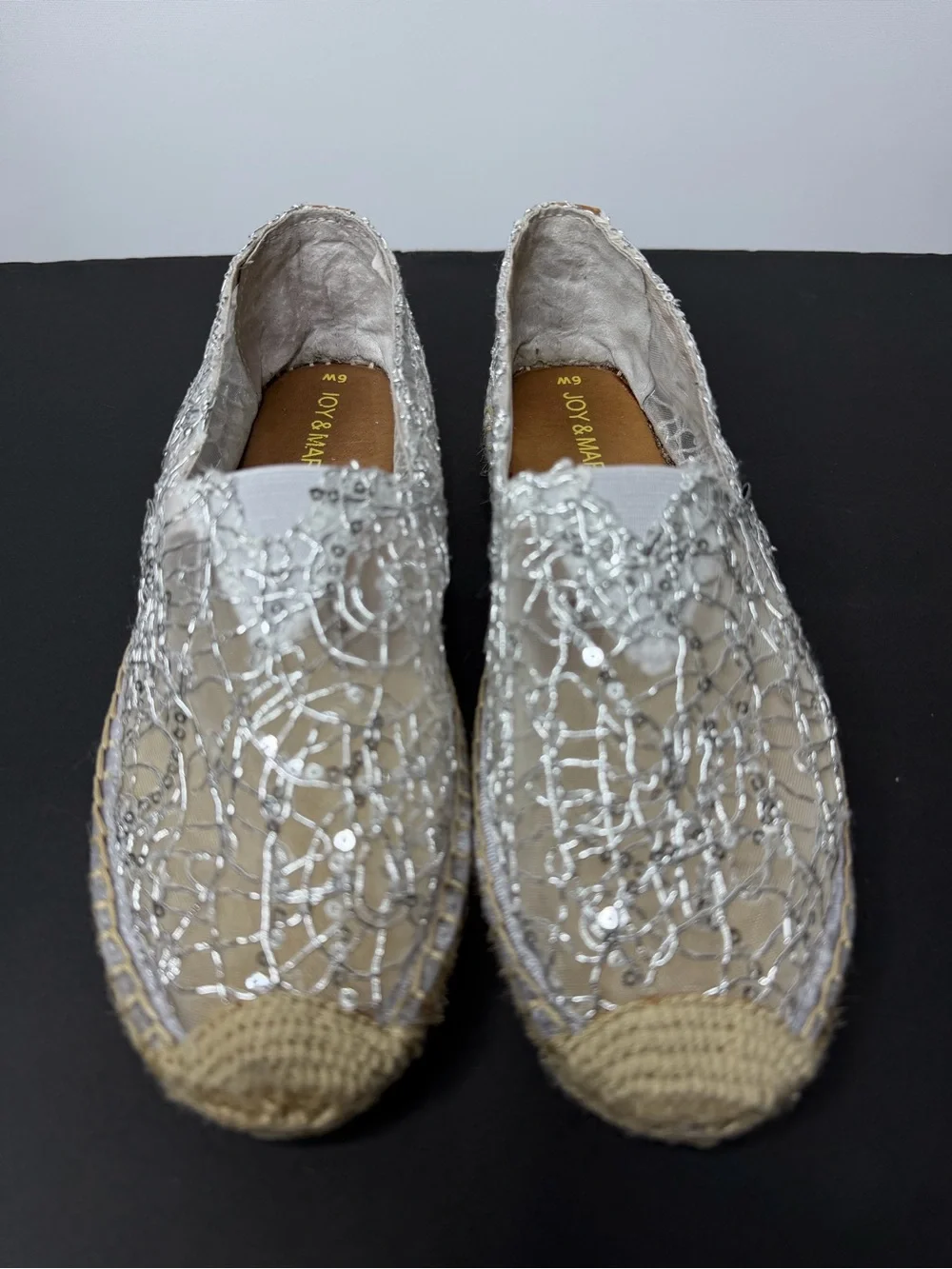 Joy & Mario Silver Sequin Espadrilles - Women's